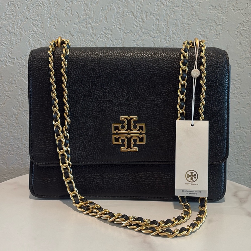 Tory Burch Black Crossbody Bag with Gold Accents